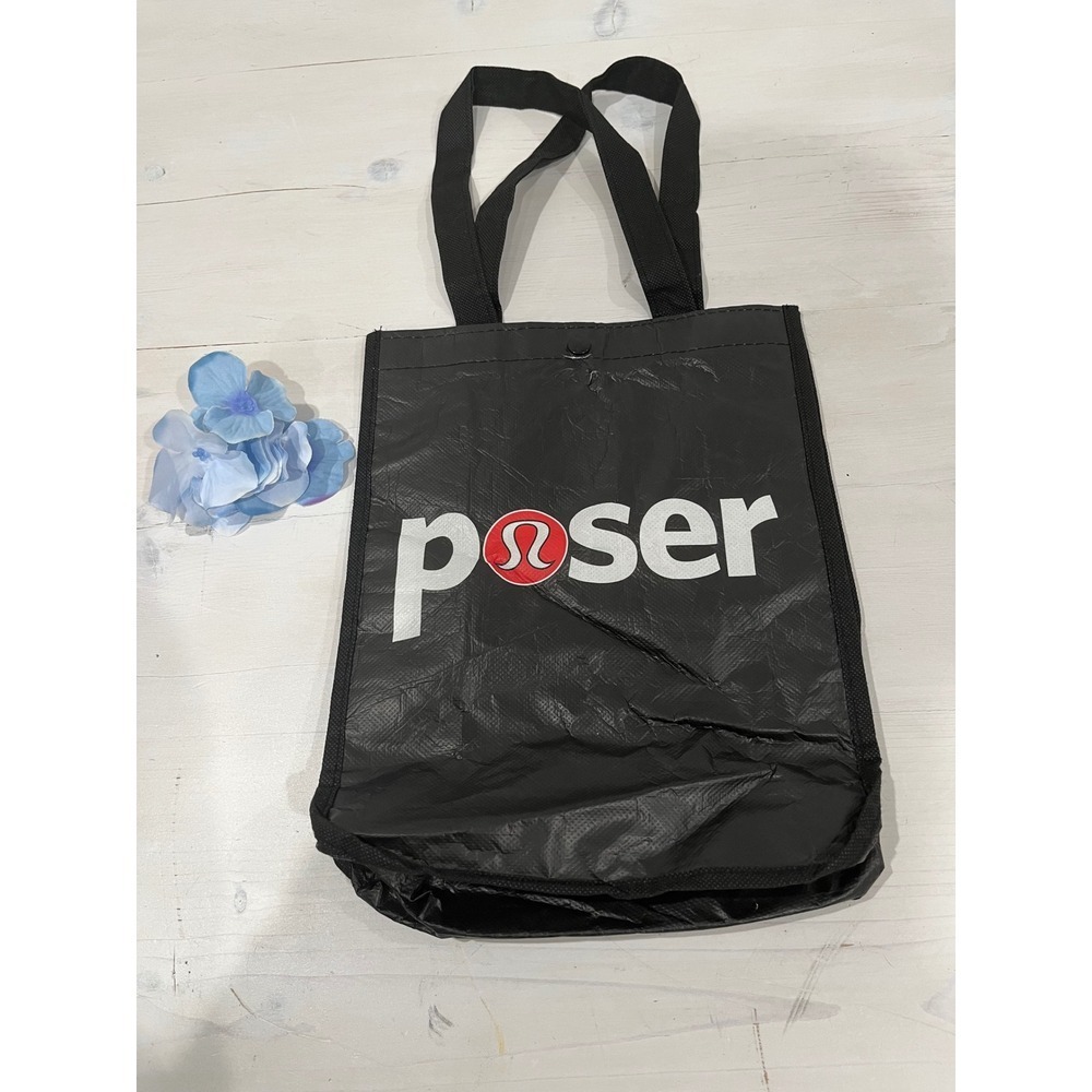 Lululemon Poser Tote Bag Reusable Shopping‎ Bag Black Logo